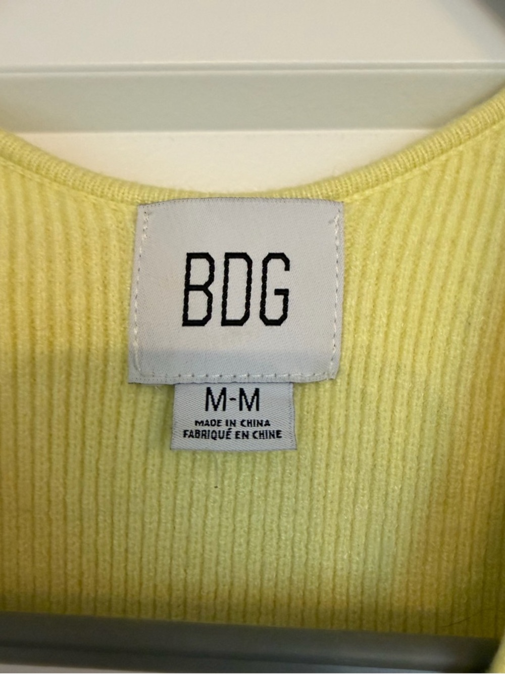 BDG Lemon Yellow Ribbed Button-Front Crop Top - Picture 2 of 2